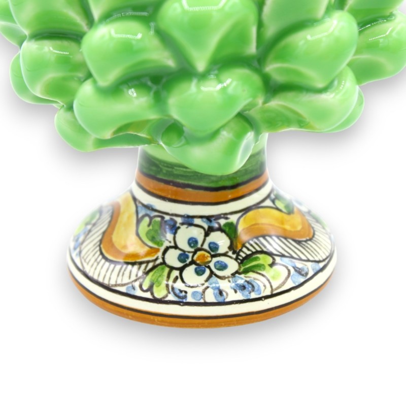 Piña de pino siciliano Caltagirone, altura aprox.15 cm. (1 pieza) Verde claro con tallo decorado - Decoración de tallo a