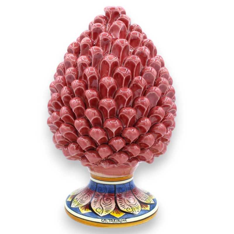 Pomme de pin sicilienne en céramique de Caltagirone, rose antique, 2 options de taille (1pc) base avec décoration de feu