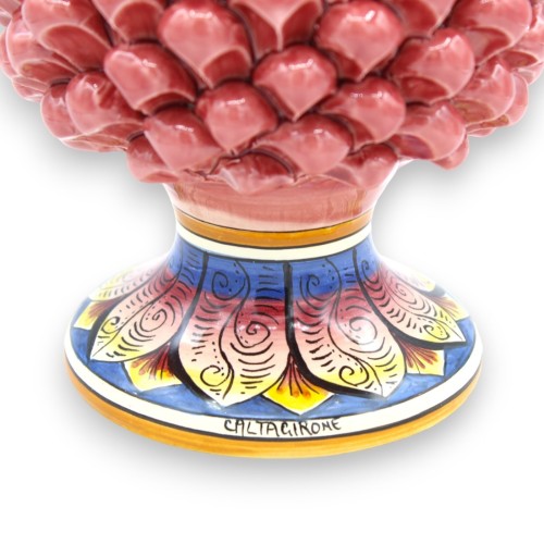 Pomme de pin sicilienne en céramique de Caltagirone, rose antique, 2 options de taille (1pc) base avec décoration de feu 2
