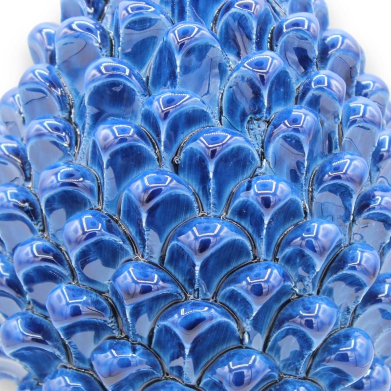 Szyszka sycylijska z ceramiki Caltagirone, antyczny błękit, 2 opcje rozmiaru (1 szt.) podstawa z niebieską dekoracją bar