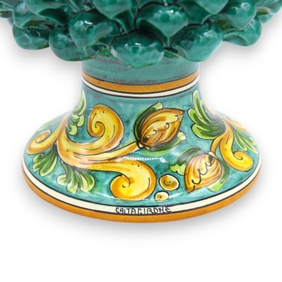 Siciliansk kotte i Caltagirone-keramik, Verderame, 2 storleksalternativ (1 st) bas med barock- och blomdekoration - 