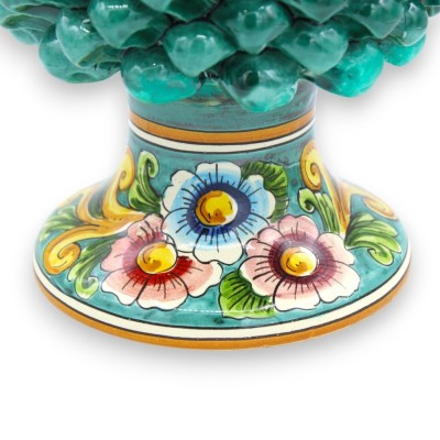 Pigna Siciliana in Ceramica Caltagirone, Verderame, 2 opzioni misura (1Unità) base decoro barocco e floreale - 