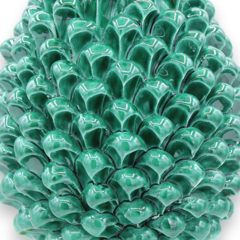 Szyszka sycylijska z ceramiki Caltagirone, Verderame, 2 opcje rozmiaru (1 szt.) podstawa z dekoracją barokową i kwiatową