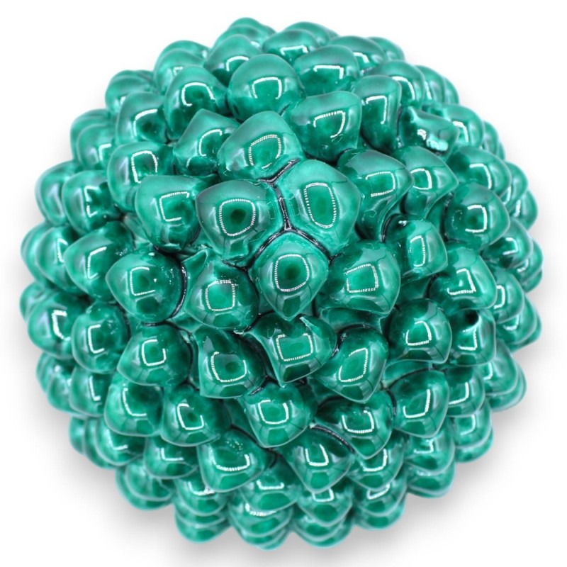 Szyszka sycylijska z ceramiki Caltagirone, Verderame, 2 opcje rozmiaru (1 szt.) podstawa z dekoracją barokową i kwiatową