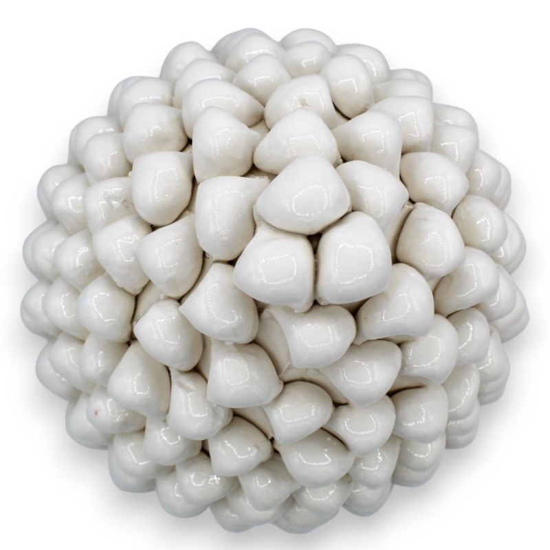 Pomme de pin sicilienne en céramique de Caltagirone, blanche, 2 options de tailles (1pc) base avec décoration baroque su