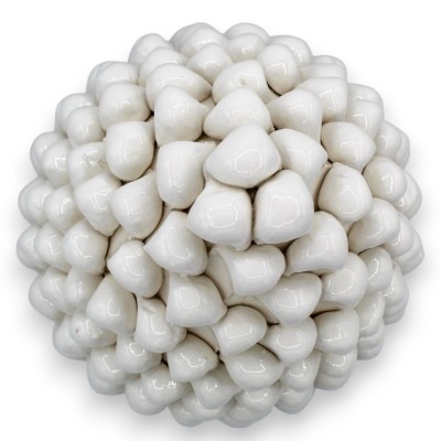 Pomme de pin sicilienne en céramique de Caltagirone, blanche, 2 options de tailles (1pc) base avec décoration baroque su