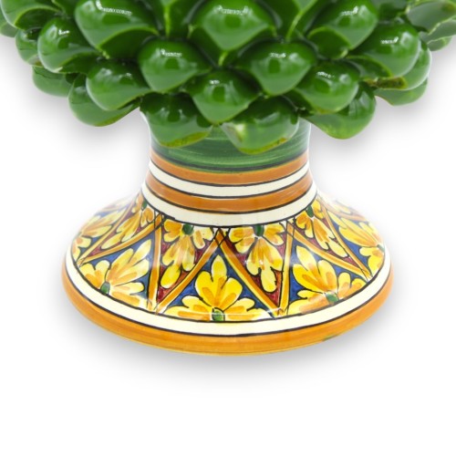 Siciliansk tallkotte i Caltagirone Keramik, Forest Green 2 storleksalternativ (1 st) blommig och geometrisk dekoration - 2