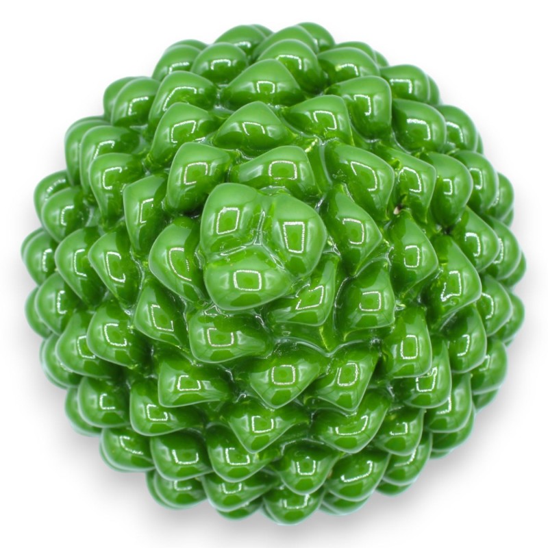 Szyszka sycylijska z ceramiki Caltagirone, leśna zieleń 2 opcje rozmiaru (1 szt.) dekoracja kwiatowa i geometryczna - 