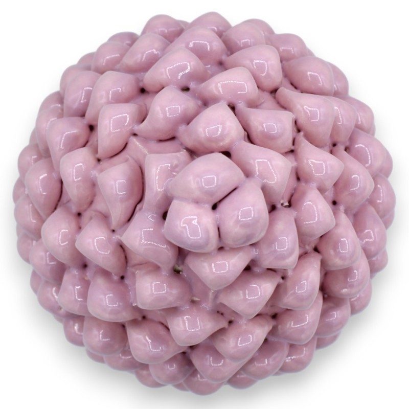 Pigna Siciliana in Ceramica Caltagirone, Rosa con 2 opzioni misura (1Unità) base decoro '600 e floreale - 