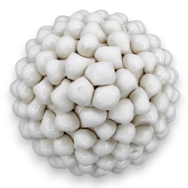 Szyszka sycylijska z ceramiki Caltagirone, biała, 2 opcje rozmiaru (1 szt.) podstawa z XVII w. i dekoracją kwiatową - 