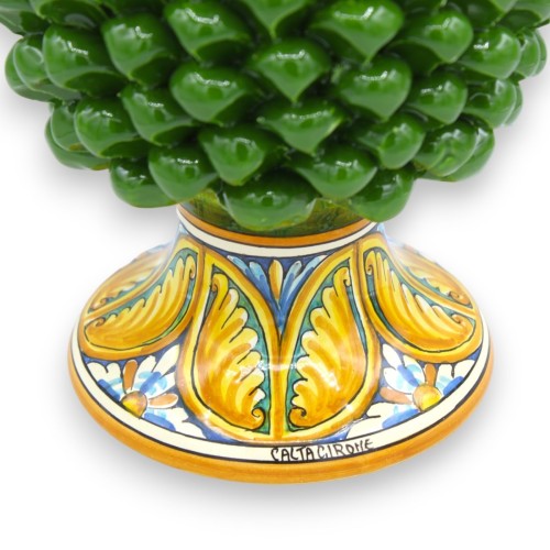Cono de pino siciliano en cerámica Caltagirone, verde bosque 2 opciones de tamaño (1 pieza) base con palmera y decoració 2