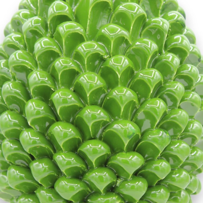 Szyszka sycylijska z ceramiki Caltagirone, leśna zieleń 2 opcje rozmiaru (1 szt.) podstawa z palmą i dekoracją kwiatową 