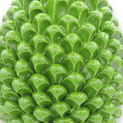 Szyszka sycylijska z ceramiki Caltagirone, leśna zieleń 2 opcje rozmiaru (1 szt.) podstawa z palmą i dekoracją kwiatową 