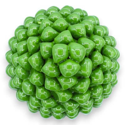 Szyszka sycylijska z ceramiki Caltagirone, leśna zieleń 2 opcje rozmiaru (1 szt.) podstawa z palmą i dekoracją kwiatową 