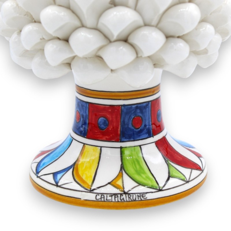 Pomme de pin sicilienne en céramique de Caltagirone, blanche, 2 options de taille (1pc) base de décoration géométrique m