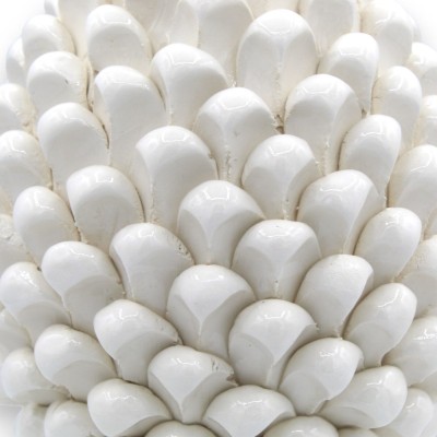 Pomme de pin sicilienne en céramique de Caltagirone, blanche, 2 options de taille (1pc) base de décoration géométrique m