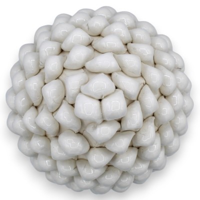 Pomme de pin sicilienne en céramique de Caltagirone, blanche, 2 options de taille (1pc) base de décoration géométrique m
