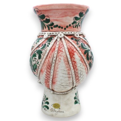 Testa di moro Siciliana Normanna corona vaso, in ceramica Caltagirone h 32 cm ca. (1pz) Con Opzione Uomo o Donna - 