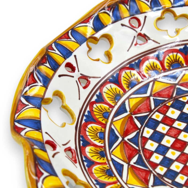 Bågat och perforerat mittstycke i Caltagirone-keramik, 2 storleksalternativ (1st) Sicilian Cart-dekoration MD1 - 