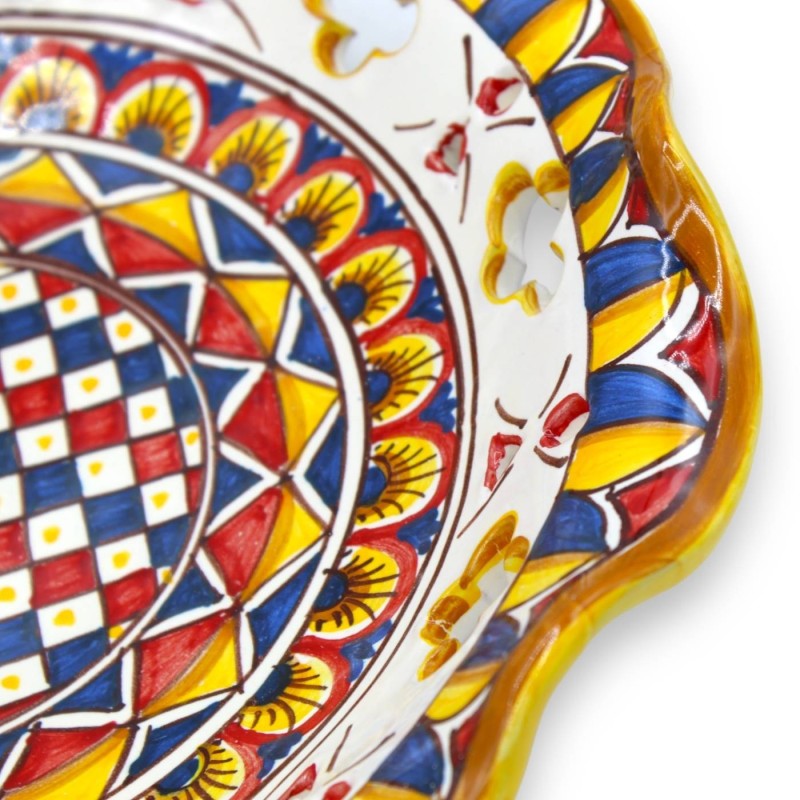 Zapiekanka i perforowana ozdoba z ceramiki Caltagirone, 2 opcje rozmiaru (1 szt.) Dekoracja sycylijskiego wózka MD1 - 
