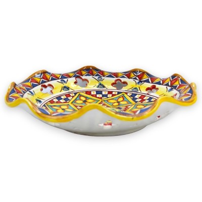 Karbowany i perforowany element centralny z ceramiki Caltagirone, 2 opcje rozmiaru (1 szt.) Dekoracja geometryczna i w k