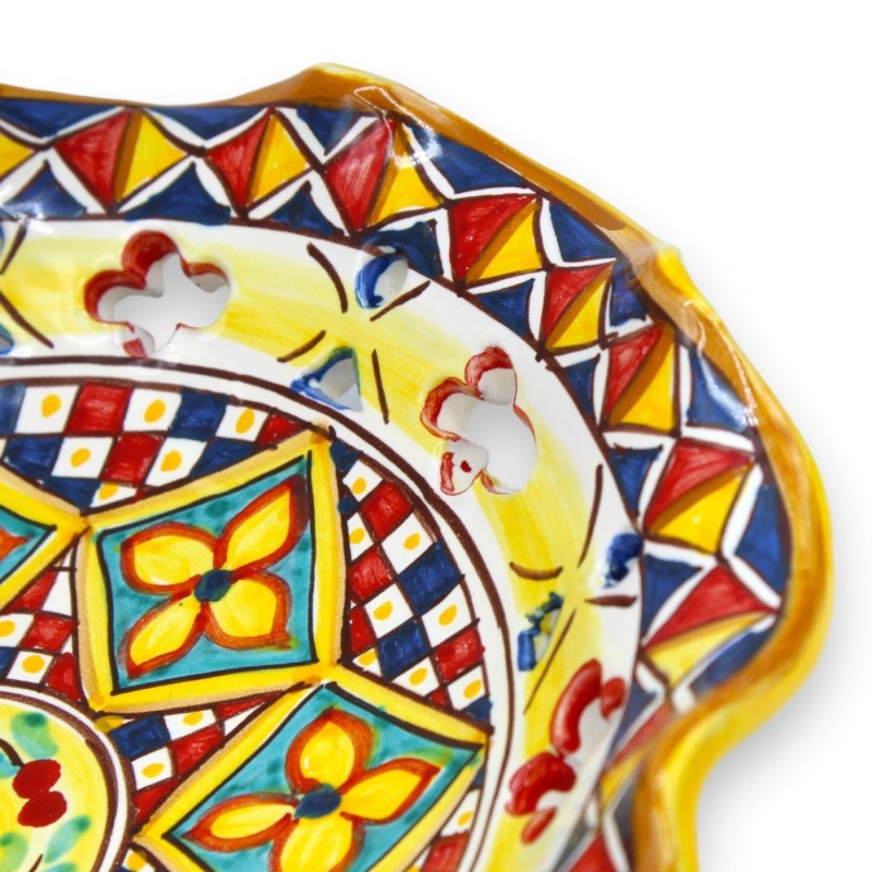 Centre de table festonné et ajouré en céramique de Caltagirone, 2 options de tailles (1pc) décor géométrique et damier M