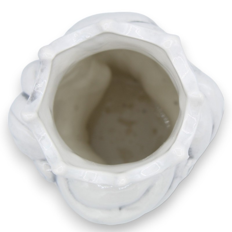 Giano Bifronte testa con due volti in ceramica Caltagirone h 13 / 14 cm ca. corona e turbante - 