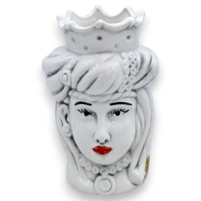 Giano Bifronte testa con due volti in ceramica Caltagirone h 13 / 14 cm ca. (1Unità) corona e turbante - 
