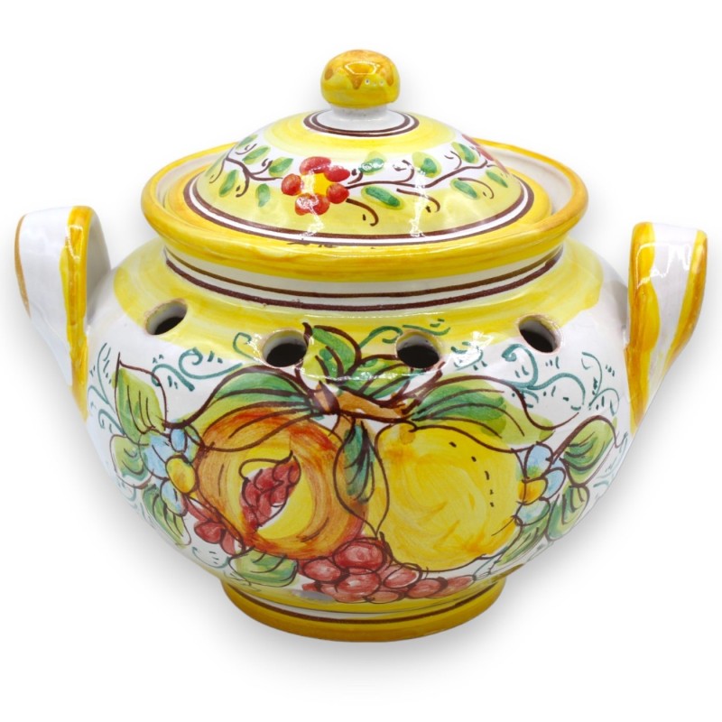 Caltagirone keramische knoflook- of uienhouder - h 17 en L 20 cm ongeveer. (1 st) Met 2 decoratieopties - 