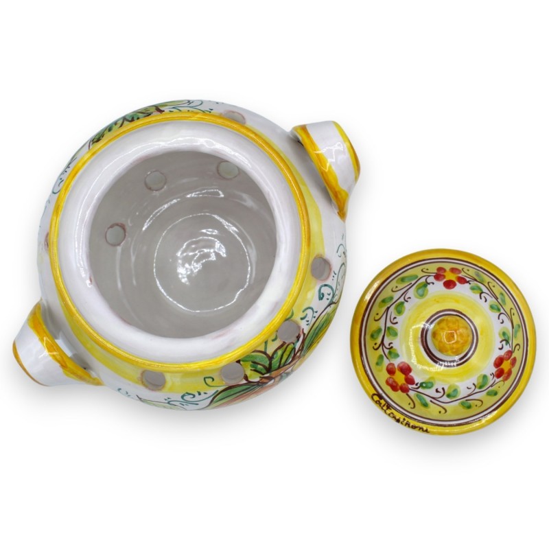 Ceramiczny uchwyt na czosnek lub cebulę Caltagirone - h 17 i L 20 cm ok. (1 szt.) Z 2 opcjami dekoracji - 