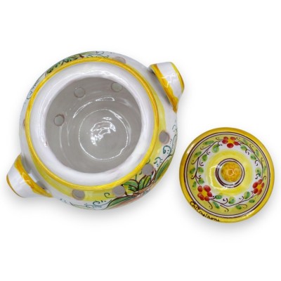 Ceramiczny uchwyt na czosnek lub cebulę Caltagirone - h 17 i L 20 cm ok. (1 szt.) Z 2 opcjami dekoracji - 