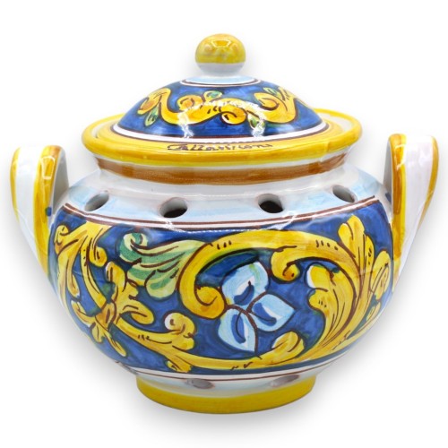 Porte-ail ou oignon en céramique Caltagirone - h 17 et L 20 cm environ. (1pc) Avec 2 options de décoration -  2