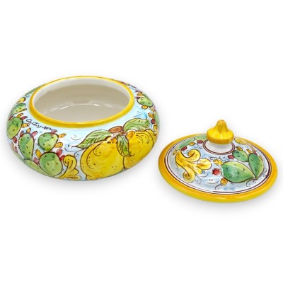 Caltagirone ceramic biscuit jar - Ø approx. 20 cm lemon and prickly pear decoration - 