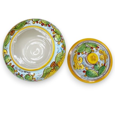 Caltagirone ceramic biscuit jar - Ø approx. 20 cm lemon and prickly pear decoration - 