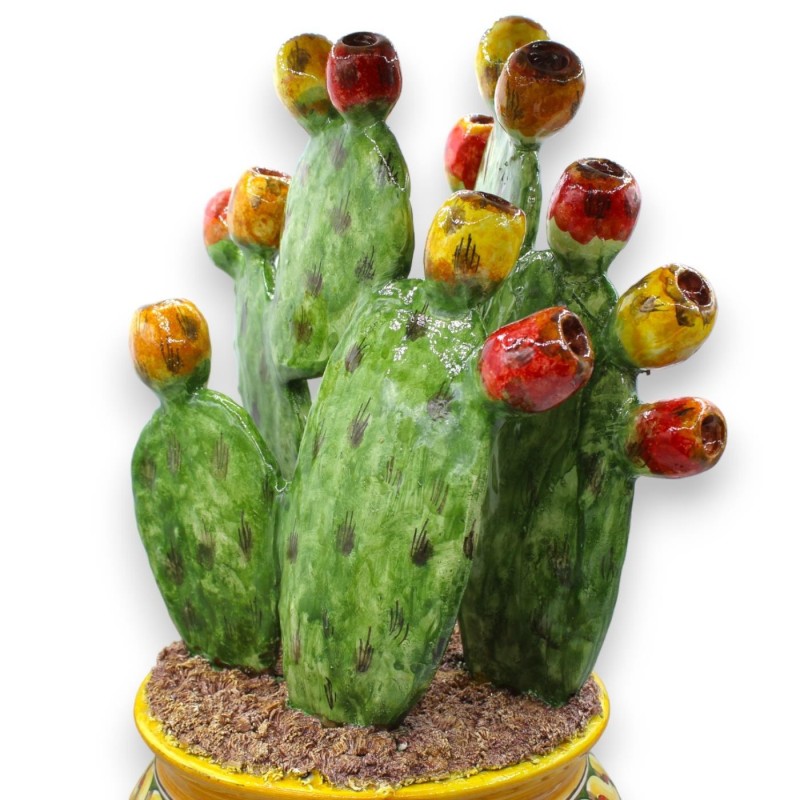 Cachepot-Vase mit Kaktusfeigenblatt-Komposition – ca. H 50 x B 25/27 cm. Sizilianische Karrendekoration - 