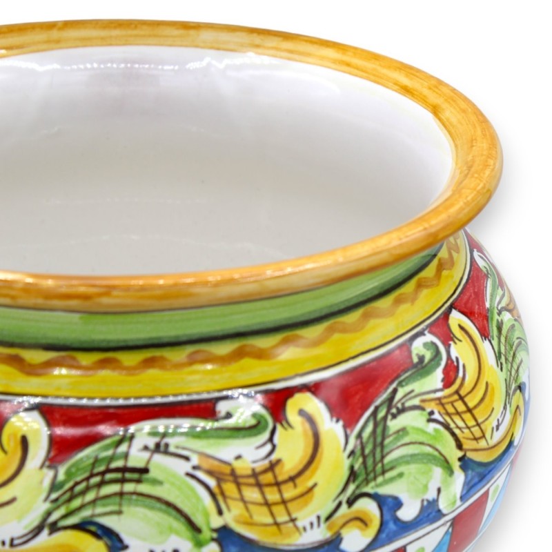Cachepot Caltagirone Keramik-Pflanztopf – Ø ca. 25 cm. Mehrfarbige barocke und geometrische Dekoration - 