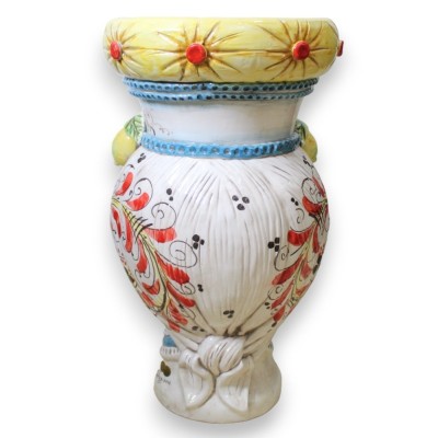 Testa di Moro Pouf Women's version - h 55 cm approx. With applications of lemons and flowers, red 17th century decoratio