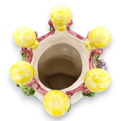 Coppia di Teste di Moro Caltagirone h 40 cm ca. Con Applicazioni di Uva e Foglie - 