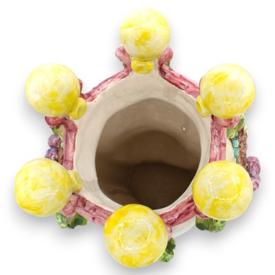 Coppia di Teste di Moro Caltagirone h 40 cm ca. Con Applicazioni di Uva e Foglie - 