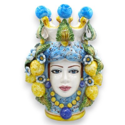 Paar Mohrenköpfe Caltagirone H ca. 40 cm. Mit Applikationen von Zitronen und Blumen - 