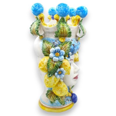 Para głów Maura Caltagirone h ok. 40 cm. Z aplikacjami cytryn i kwiatów - 