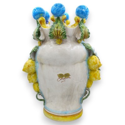 Par de Cabeças de Mouro Caltagirone com aproximadamente 40 cm. Com Aplicações de Limões e Flores - 
