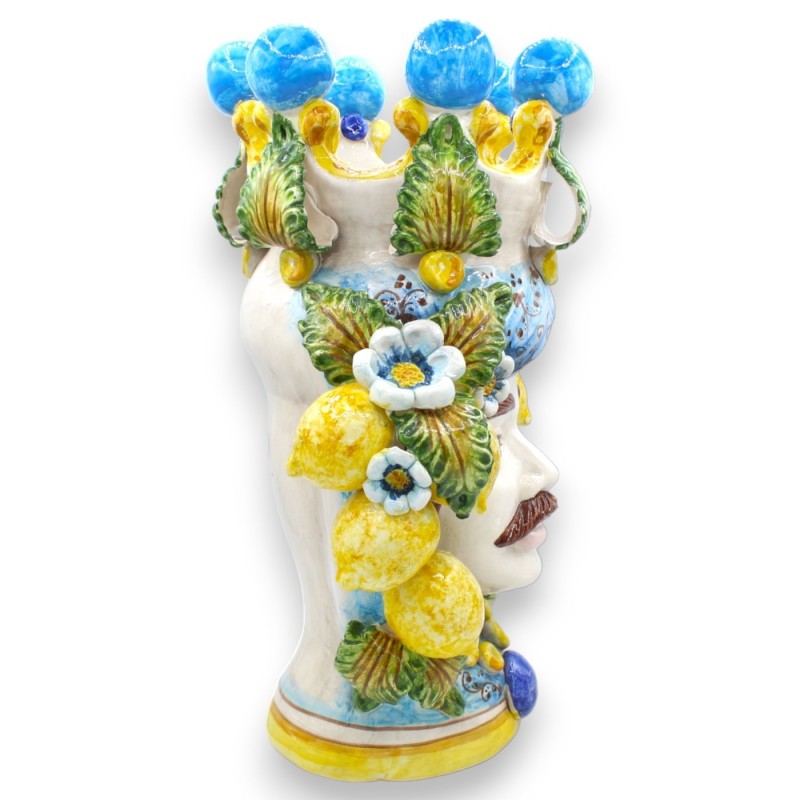 Paar Mohrenköpfe Caltagirone H ca. 40 cm. Mit Applikationen von Zitronen und Blumen - 