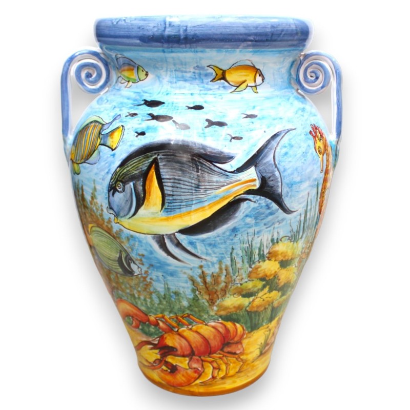 Paragüero grande con asas - h 50 y Ø 35 cm aprox. decorado con una escena marina - 