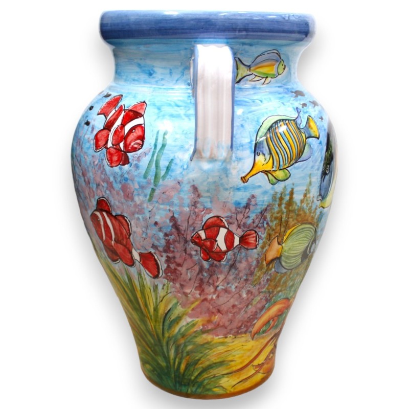 Grande suporte para guarda-chuvas com alças - h 50 e Ø 35 cm aprox. decorado com uma paisagem marinha - 
