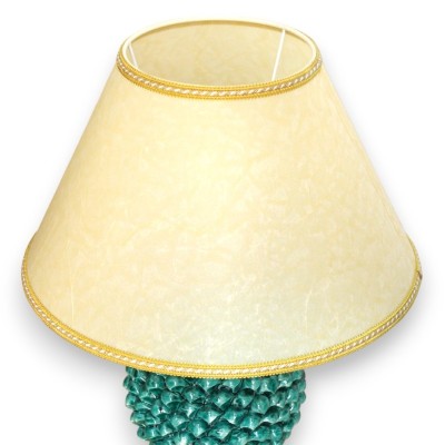 Lume Pigna in ceramica Caltagirone H 55 cm ca. Verde Rame gambo decoro barocco - 