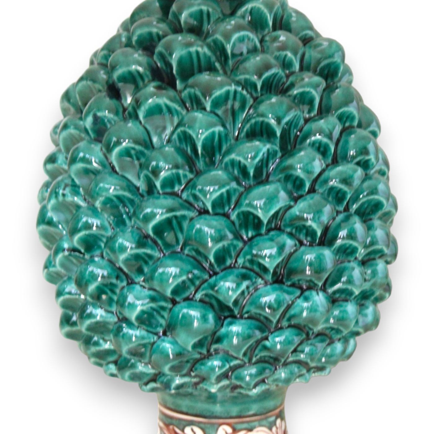 Lampe Céramique Caltagirone – Cylindre Pomme Turquoise – 60cm – Fait Main Italie
