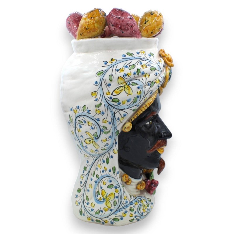 Moorkopf Caltagirone - H ca. 47 cm (1 Stück) Kronen- und Kaktusfeigenapplikationen - 