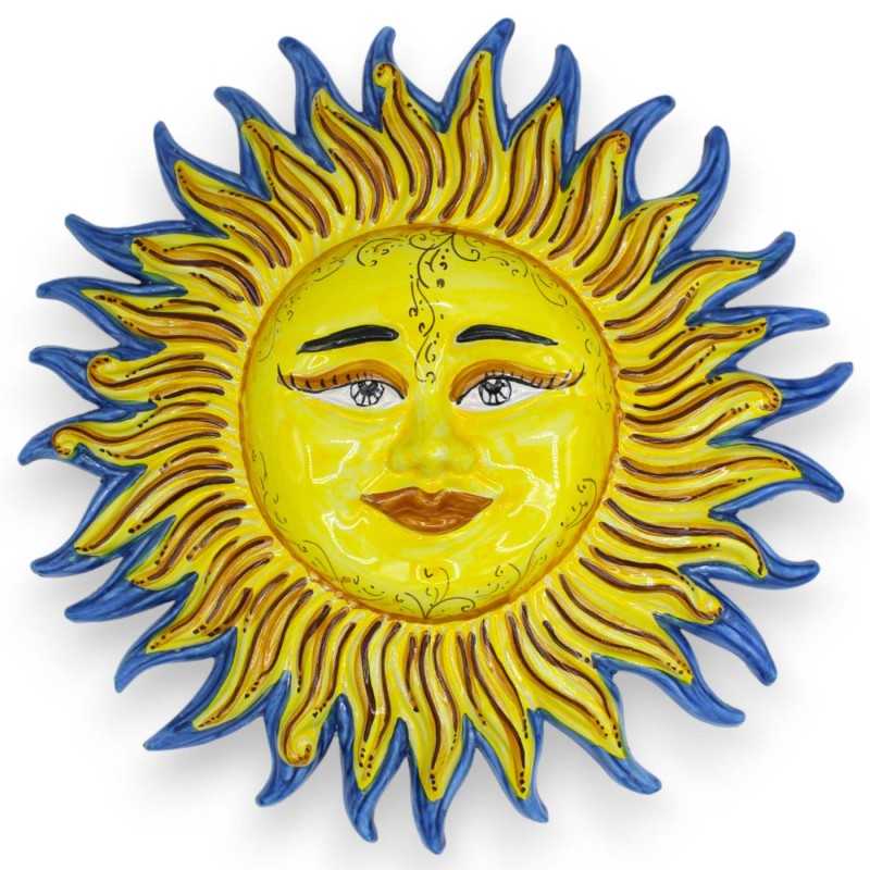 Sol radiante de cerâmica Caltagirone - Ø aproximadamente 43 cm Dicas azuis - 