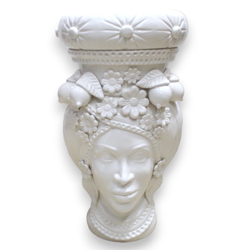 Testa di Moro modelo Caltagirone Donna Puf - h 55 cm aprox. Blanco brillante - 